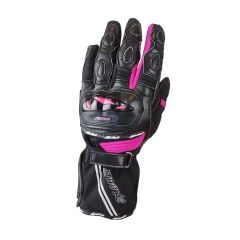 GUANTE ATROX MIG  CUERO Y TEXTIL NEGRO ROSA
