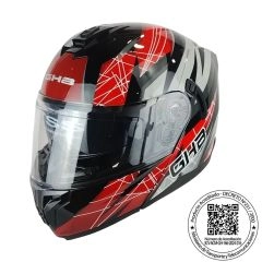 CASCO ABATIBLE GHB 166 SCORING NEGRO ROJO