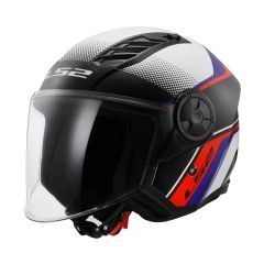 CASCO ABIERTO LS2 OF616 AIRFLOW II RUSH BLANCO AZUL ROJO